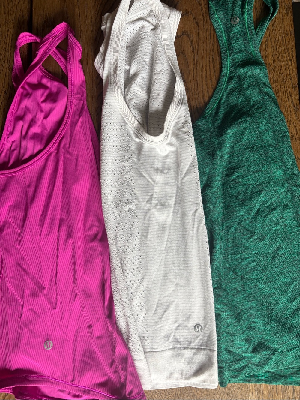 Rare lululemon Women's Variety Medium Tanks - Magenta, White, Forest Green